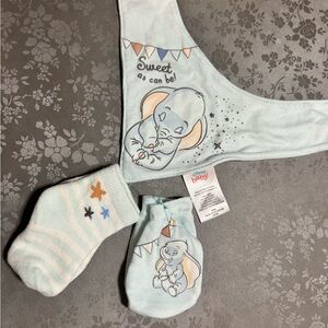 Disney Baby Dumbo Mint Blue Pink Gray Three-Piece Set